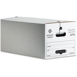 Business Source Storage Box, Medium-duty, Letter, White/Black