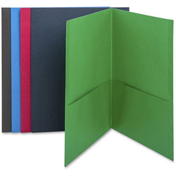 Business Source Two Pocket Pocket Folder, Assorted Colors, Box of 25