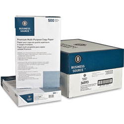 Business Source White Multipurpose Paper, 8 1/2 x 14, 92 Bright, 20 lb, 500 Sheets Per Ream, Case of 10 Reams