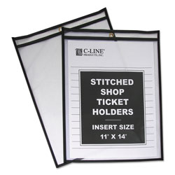 C-Line Shop Ticket Holders, Stitched, Both Sides Clear, 75 Sheets, 11 x 14, 25/Box (CLI46114)