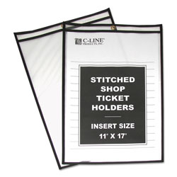 C-Line Shop Ticket Holders, Stitched, Both Sides Clear, 75", 11 x 17, 25/Box (CLI46117)