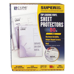 C-Line Super Heavyweight Vinyl Sheet Protectors, Clear, 2 Sheets, 11 x 8 1/2, 50/BX