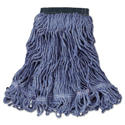Rubbermaid Swinger Loop Wet Mop Head, Medium, Cotton/Synthetic, Blue, 6/Carton