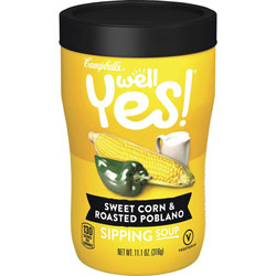 Campbell's® Sweet Corn/Roasted Poblano Sipping Soup, Sweet Corn & Roasted Poblano, 11.10 oz, 8/Carton