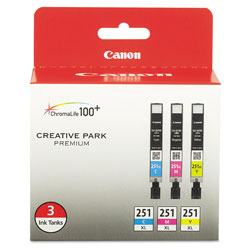 Canon 6449B009 (CLI-251XL) High-Yield Ink, 695 Page-Yield, Cyan/Magenta/Yellow