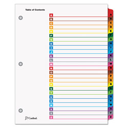 Cardinal OneStep Printable Table of Contents and Dividers, 26-Tab, A to Z, 11 x 8.5, White, 1 Set (CRD60218)