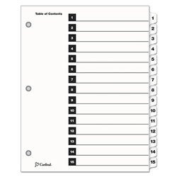 Cardinal OneStep Printable Table of Contents and Dividers, 15-Tab, 1 to 15, 11 x 8.5, White, 1 Set (CRD61513)