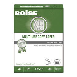 Boise X-9 Multi-Use Copy Paper, 92 Bright, 20lb, 8.5 x 11, White, 500 Sheets/Ream, 5 Reams/Carton