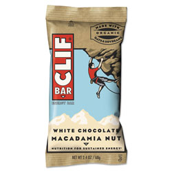 CLIF Bar Energy Bar, White Chocolate Macadamia Nut, 2.4 oz, 12/Box