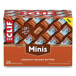 CLIF Bar Energy Bar, Mini Crunchy Peanut Butter, 0.99 oz Bar, 20/Box