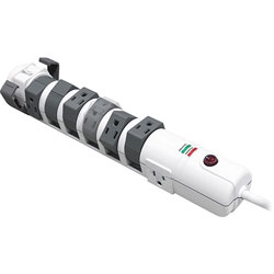 Compucessory 25664 Rotating Surge Protectors, 2160 Joules, 8 Outlets, 6', White