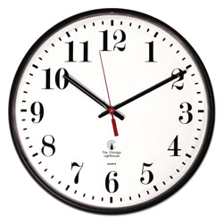 Chicago Lighthouse Quartz Slimline Clock, 12.75 in Overall Diameter, Black Case, 1 AA (sold separately)