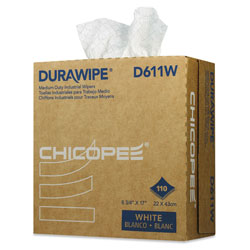 Chicopee Durawipe Medium-Duty Industrial Wipers, 8.8 x 17, White, 110/Box, 12 Box/Carton