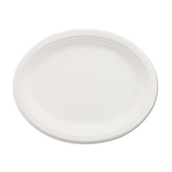 Chinet Classic Paper Dinnerware, Oval Platter, 9 3/4 x 12 1/2, White, 500/Carton (HUH21257CT)