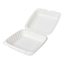 Chesapeake CHPP991W 9 x 9 x 3 White Mineral-Filled 1 Compartment Hinged Lid Takeout Container, 150/cs