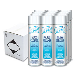 Claire Gleme Glass Cleaner, Fresh Scent, 19 oz Aerosol Spray, Dozen