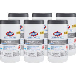 Clorox VersaSure Disinfectant Wipes - Ready-To-Use 6.75 in Width x 8 in Length - 150 / Carton - 6 / Case - White
