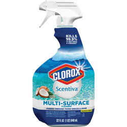 Clorox Scentiva Multi-Surface Cleaner, Bleach-free, Spray, 32 fl oz (1 quart), Pacific Breeze & Coconut Scent, 216/Bundle, White