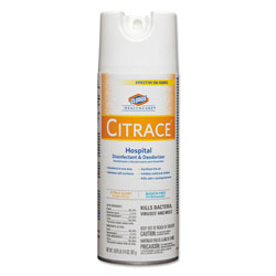 Clorox Citrace Hospital Disinfectant & Deodorizer, Citrus, 14oz Aerosol, 12/Carton (CLO49100)