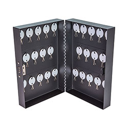 Controltek Combination Lockable Key Cabinet, 28-Key, Metal, Black, 7.75 x 3.25 x 11.5