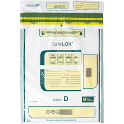 Controltek SafeLOK Tamper-Evident Deposit Bags - 12 in Width x 16 in Length - Clear - 100/Pack - Cash, Deposit, Note, Bill