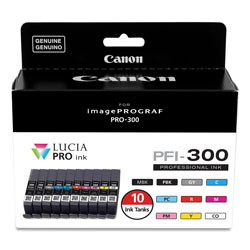 Canon 4192C007 (PFI-300) Ink, Matte Black/Photo Black/Gray/Cyan/Photo Cyan/Red/Magenta/Photo Magenta/Yellow/CO, 10/Pack