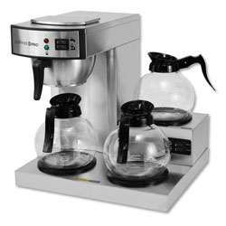 CoffeePro Three-Burner Low Profile Institutional Coffee Maker, Stainless Steel, 36 Cups (OGFCPRLG)