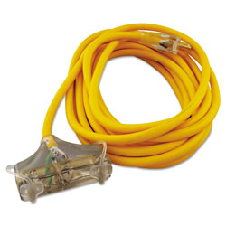 Coleman Cable Polar/Solar Outdoor Extension Cord, 25ft, Three-Outlets, Yellow