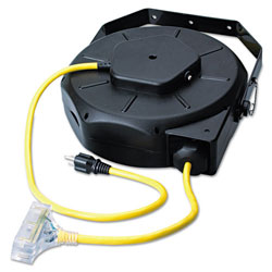 Coleman Cable Retractable Industrial Extension Cord Reel, 50ft, Yellow/Black