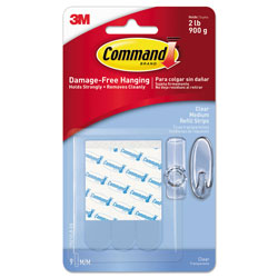 Command® Refill Strips, Removable, Holds Up to 2 lbs, 0.63 x 1.75, Clear, 9/Pack (MMM17021CLR)