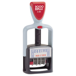 Consolidated Stamp Model S 360 Two-Color Message Dater, 1.75 x 1, "Received", Self-Inking, Blue/Red (COS011034)