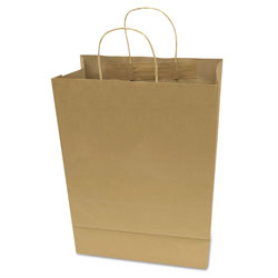 Consolidated Stamp Premium Shopping Bag, 10 in x 13 in, Brown Kraft, 50/Box