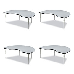Correll® Adjustable Activity Tables, Kidney Shaped, 72 in x 48 in x 19 in to 29 in, Gray Top, Black Legs, 4/Pallet