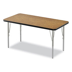 Correll® Height-Adjustable Activity Tables, Rectangular, 48w x 24d x 10h, Medium Oak, 4/Pallet