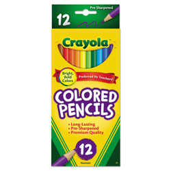 Crayola Long-Length Colored Pencil Set, 3.3 mm, 2B (#1), Assorted Lead/Barrel Colors, Dozen (CYO684012)