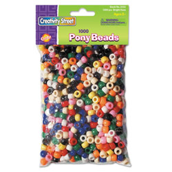 Creativity Street Pony Beads, Plastic, 6 mm x 9 mm, Assorted Colors, 1,000/Set (CKC3552)