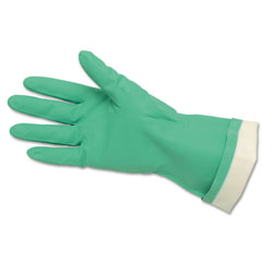 Crews Flock-Lined Nitrile Gloves, One Size, Green, 12 Pairs (CRW5319E)