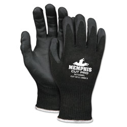 MCR Safety Cut Pro 92720NF Gloves, Large, Black, HPPE/Nitrile Foam
