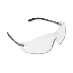 MCR Safety Blackjack Wraparound Safety Glasses, Chrome Plastic Frame, Clear Lens