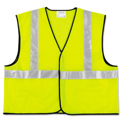 MCR Safety Class 2 Safety Vest, Fluorescent Lime w/Silver Stripe, Polyester, 2X-Large