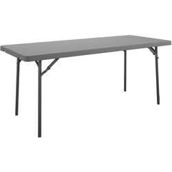 Cosco Zown Corner Blow Mold Large Folding Table - 4 Legs - 4 in Table Top Length x 60 in Table Top Width - 29.25 in Height - Gray - High-density Polyethylene (HDPE), Resin