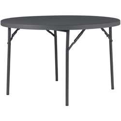 Dorel Zown Commercial Round Blow Mold Fold Table - Round Top - 4 Legs x 48 in Table Top Diameter - 29.30 in Height - Gray - High-density Polyethylene (HDPE), Resin