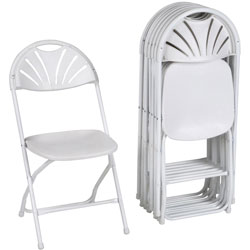 Dorel Zown Premium Fan Back Folding Chair - White Seat - White Polyethylene Back - White Powder Coated Steel Frame - Four-legged Base - 8 / Carton