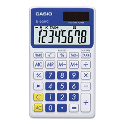 Casio SL-300SVCBE Handheld Calculator, 8-Digit LCD, Blue