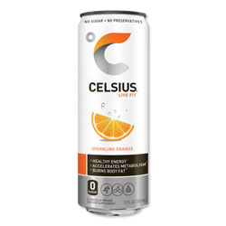 Celsius® Live Fit Fitness Drink, Sparkling Orange,12 oz Can, 12/Carton