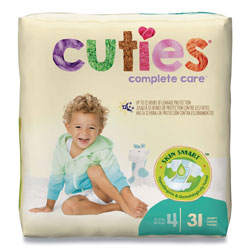 Cuties® Premium Jumbo Diapers, Size 4, 22 lbs to 37 lbs, 124/Carton