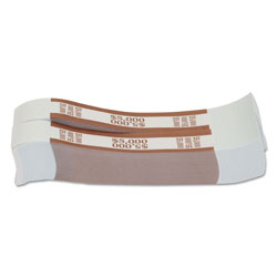 MMF Industries Currency Straps, Brown, $5,000 in $50 Bills, 1000 Bands/Pack