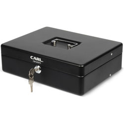 Carl Bill Slots Steel Security Cash Box - 4 Bill - 5 Coin - Steel - Black - 3.5 in Height x 7 in Width