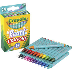 Crayola Pearl Crayons, 1.1 in Length, Multi, 24/Pack