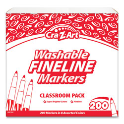 Cra-Z-Art® Washable Fineline Markers Classpack, Fine Bullet Tip, Eight Assorted Colors, 200/Set